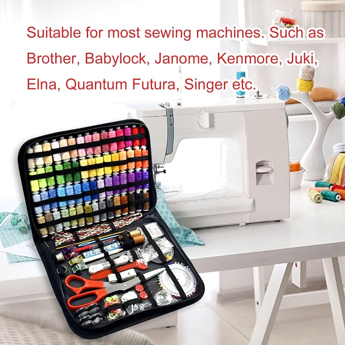 Sewing Kit with Case Portable Sewing Supplies for Home Traveler, Adults, Beginner, Emergency, Contains 60 Sewing Thread, Scissors, Needles, Measure etc