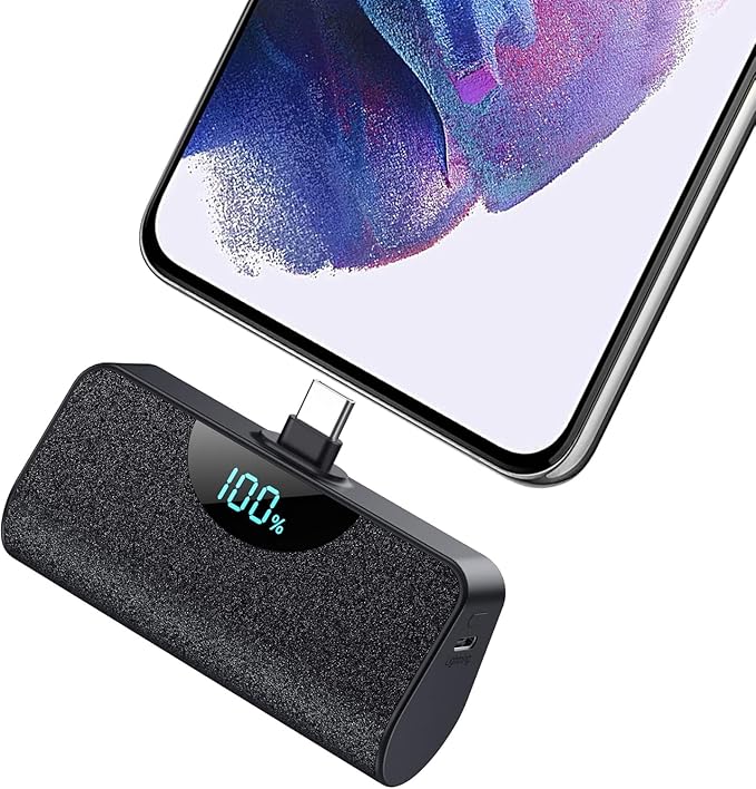 Mini Portable Charger 5500mAh Power Bank, 15w PD USB C Cell Phone Portable Power, LCD Display Battery Pack Compatible with Android Phone/Samsung Galaxy S22,S21/Note/Moto/LG/Pixel /Nexus/OnePlus 9 etc