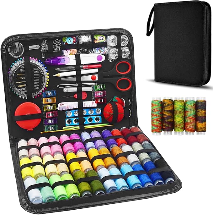 Premium Sewing Kit for Adults, Portable with Complete Sewing Supplies, Sewing Thread, Needle Threaders, Hand Sewing Kit & Needle and Thread Kit for Travel & Home Repair