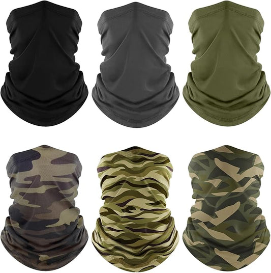 Fuinloth Neck Gaiter, 6 Pack Cooling UV Protection Bandana Face Mask Gator Scarf for Men Women