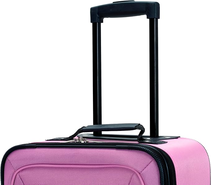 Rockland Fashion Softside 2 Piece Luggage Set, Expandable, (14" Tote/19" Upright), Pink