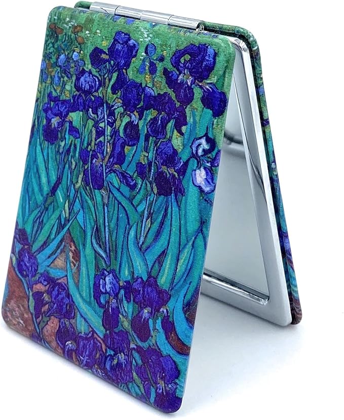 Art Decor Rectangular Mirror, Foldable, Portable, Magnifying, 3.46 x 2.46 x 0.4 Inches, Van Gogh