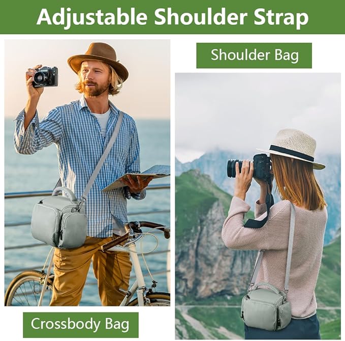 Ainiv DSLR Camera Bag, Waterproof Anti-Shock SLR Camera Case, Large Adjustable Shoulder Strap Camera Backpack, Portable Crossbody Single Shoulder Backpacks Compatible with Canon, Sony, Nikon, Grey