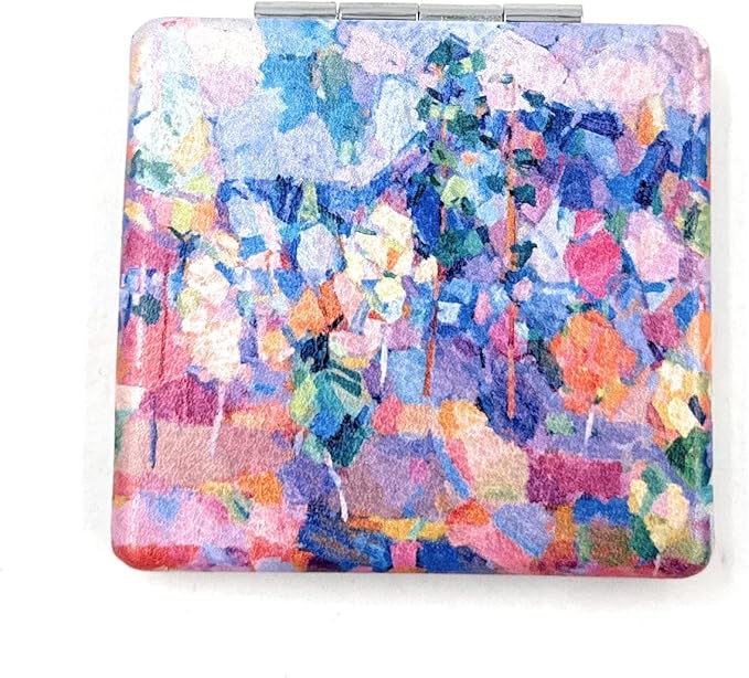 Compact Mirror Autumn Colors Travel Mirrors Abstractive Flowers Cute Mini Gift for Girls Small Cosmetic Mirror with Art Print for Purses