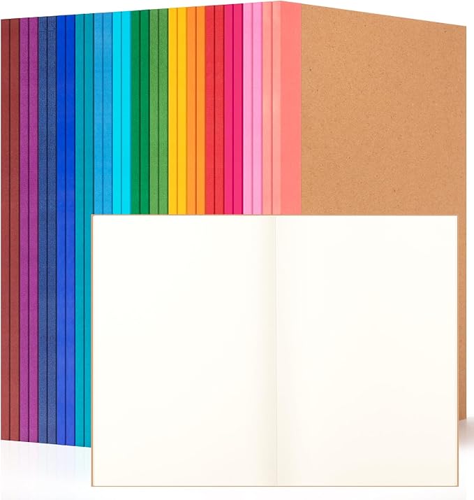 30 Pack Blank Notebook Journals Bulk, A5 Unlined Paper Composition Notebook, 8.3”x 5.5”, Kraft Cover with Rainbow Spines, 15 Colors 60 Pages for School Office Travel