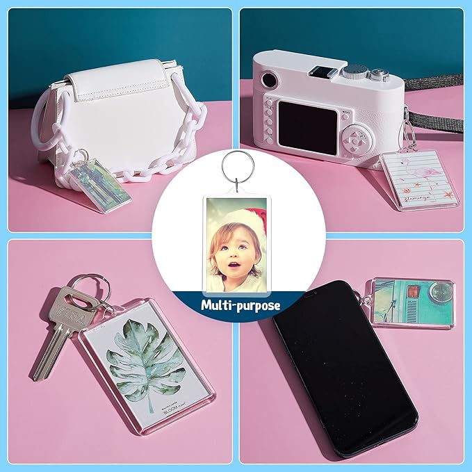 Inbagi Picture Frame Keychain Acrylic Clear Rectangle Photo Keychain Blanks
