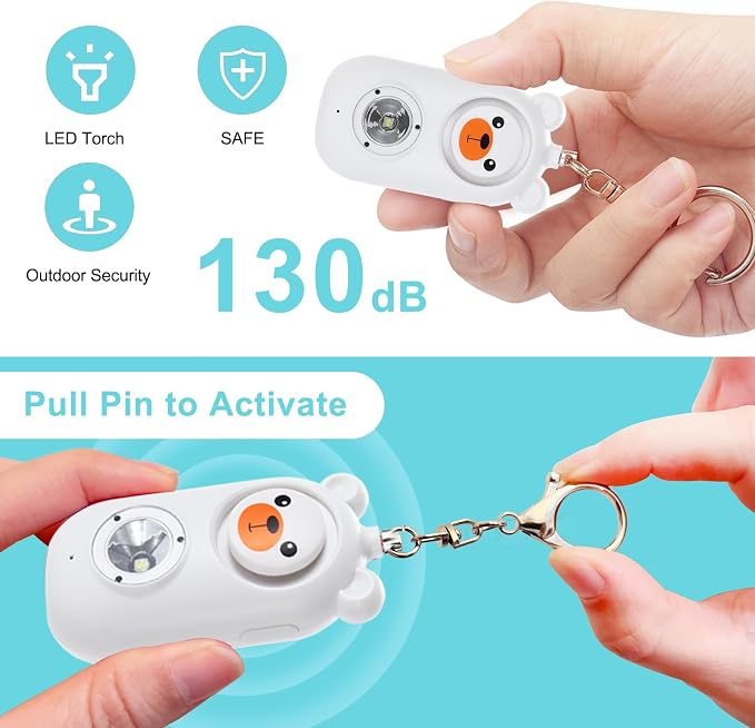 130dB Rechargable Personal Safety Alarm for Women, Safe Alarm Protection Keychain with Strobe Light, Security Siren Self Defense for Students, Girls
