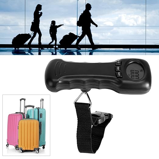 Portable Luggage Scale Travel Digital, 50kg/110lb Suitcase Scale, ABS Hanging Scale, Black Luggage Weight Scale with Hook, Sturdy Weight Machine for Luggage, Travel, Bag