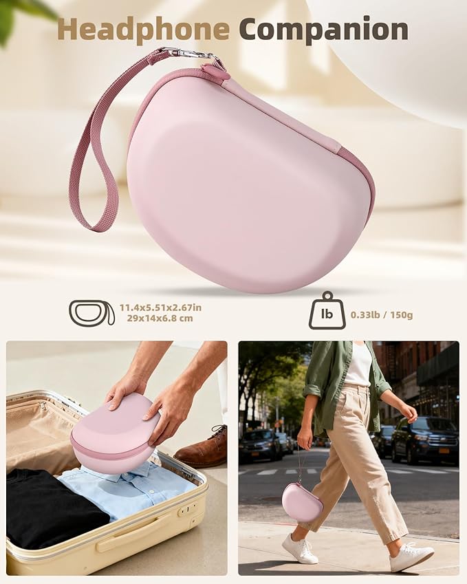 Hard Case for Beats Solo 4/Solo 3/Studio Pro/Studio3 On-Ear Headphones, Universal Portable Travel Organizer Bag with Honeycomb Lid Protection (Pink)