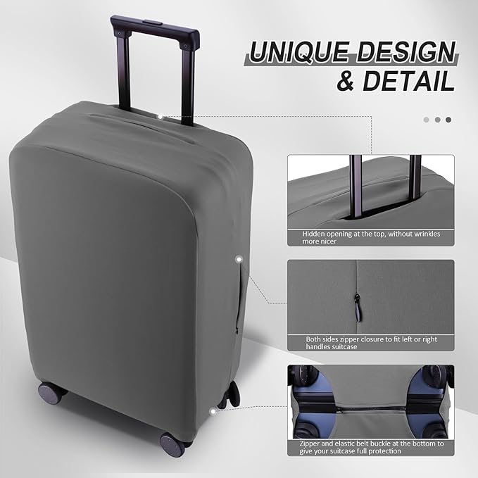 Travel Luggage Cover - Scratch-Resistant Fit 19-31 Inch Suitcase Protector (Slate Gray, L(26-27 inch))