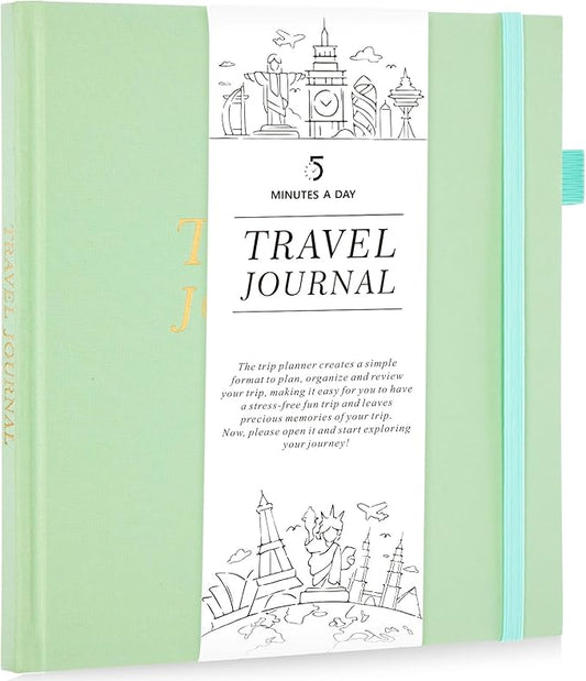 Travel Journal for Women, Adventure Book for 20 Trips, Travelling Planner Notebook Diary for Traveler, Vocation Planner, Travel Gifts(126 Pages, Light Green)