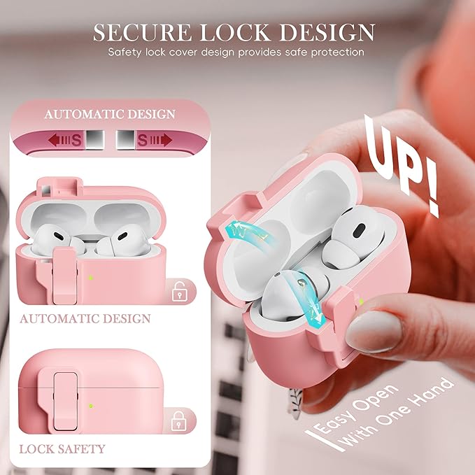R-fun for AirPods Pro 3 Case with Cleaning Kit, Soft Liquid Silicone Rubber Protective Cover, Compatible with AirPods Pro 3rd Generation Case (2025), Compatible with MagSafe, Pink