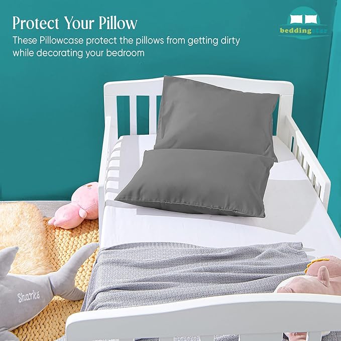 Travel Pillow Case 12x16 Size Set of 2 Envelope Closure Toddler Pillowcase 600 Thread Count 100% Egyptian Cotton Soft & Skin Friendly Travel Pillow Covers 12 x 16, Dark Grey Solid