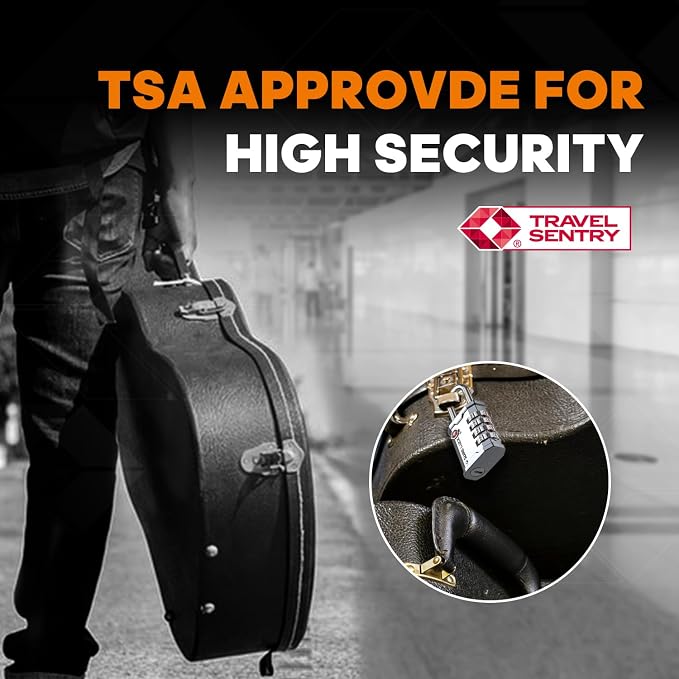 SURE LOCK TSA Accepted 4 Dig Heavy Duty Big Combination Luggage Padlock All Metal Travel Lock for Equipment Hard Case Luggage Gun Case Gym Locker Pelican Vault Lock (1, Silver)