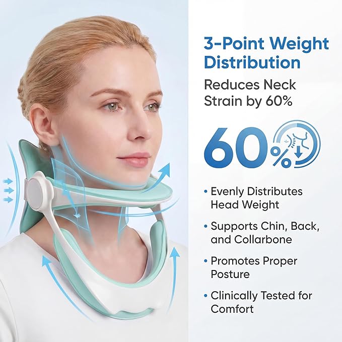 Neck Brace for Neck Pain and Support, 360°Adjustable Cervical Collar for Home Use, Neck Hump Corrector Neck Decompression Devices for Forward Head Neck Posture Corrector