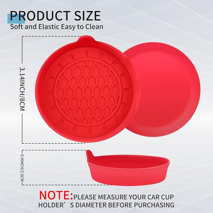 Amooca Automotive Cup Holders Universal Car Cup Coaster Waterproof Non-Slip Sift-Proof Spill Holder Car Interior Accessories 4 Pack Red