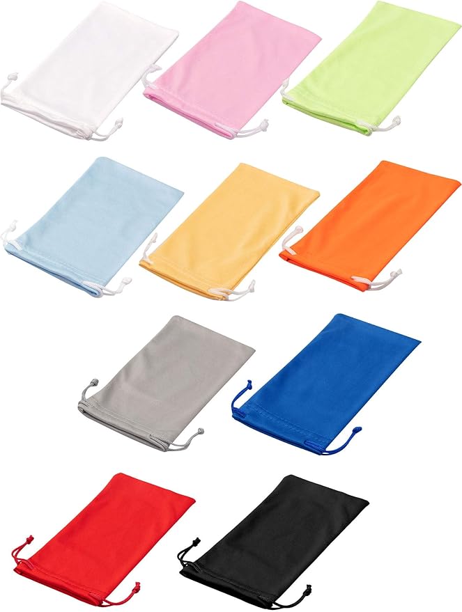 Frienda 100 Pack Soft Sunglasses Pouch Bulk Microfiber Sunglasses Case Eyeglasses Sleeve with 2 Cleaning Cloth for Storage