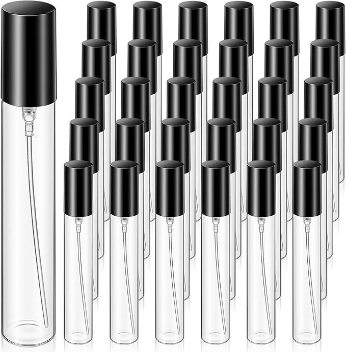 30 PCS Glass Refillable Perfume Bottles, 15ml Mini Glass Spray Bottles Perfume Travel Bottle Pocket Spray Atomizer Empty Fragrance Atomizer Travel Size Perfumes Refill Bottles-Black