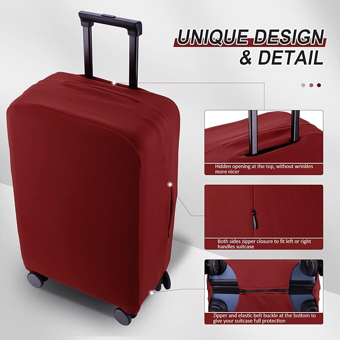 Travel Luggage Cover - Scratch-Resistant Fit 19-31 Inch, Claret (M, 24-25 inch)