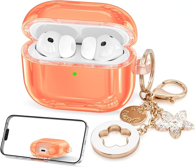 Case for Airpods iPods Pro 3 Case 2025 with Phone Stand for Women-VISOOM Clear Air Pod iPod Pro3 Cases Cover Cute Girly Airpods Case Pro3 Bling Glitter AirPods Pro3 Cases Hard Shell with Keychain