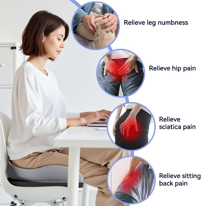 Seat Cushions for Office Chairs Wheelchair Cushion for Long Sitting Back Pain，Memory Foam Seat Car Computer Desk Chair Cushion，Coccyx Cushion for Tailbone Pain Relief Cushion Office Chair Green
