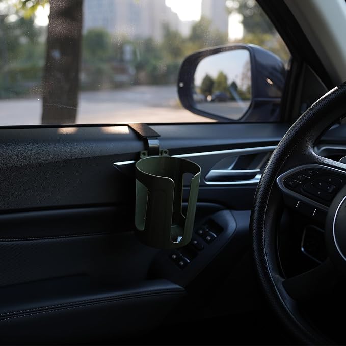 LITTLEMOLE Large Car Door Cup Holder, Vehicle Armrest Cup Holder for Almost Any Size Bottle or Can
