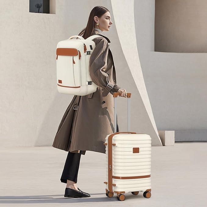 Joyway Expandable Carry on Luggage Sets Airline Approved Luggage Sets 3 Piece,Suitcases with Wheels, Lightweight ABS Hard Shell 20 Inch Suitcase with TSA Lock Spinner Wheels (Carry on luggage，White)