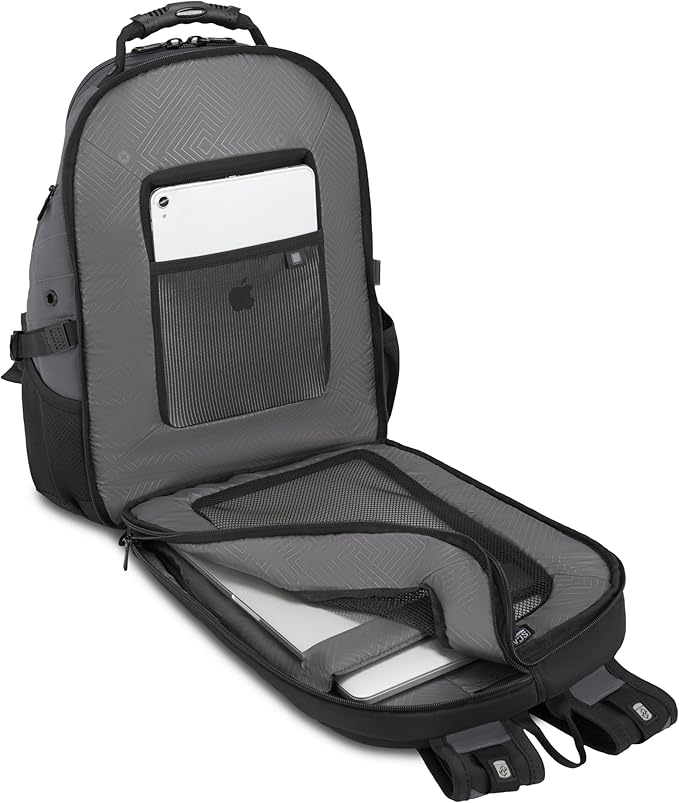 SWISSGEAR Sion 2-Piece Travel Set, Softside Expandable Carry-On Spinner Bundled with 1900 ScanSmart 17" Laptop Backpack with RFID Blocking & Tech Organization, Dark Grey