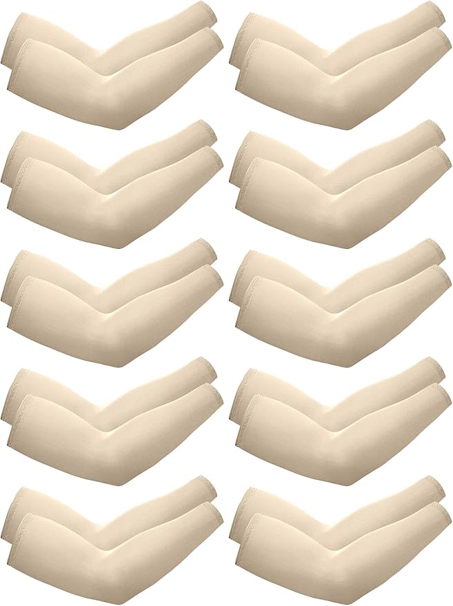 Boao 10 Pairs UV Arm Sleeve for Men Women Cooling Tattoo Cover up Compression Sun Protection Sleeves for Outdoor Activities