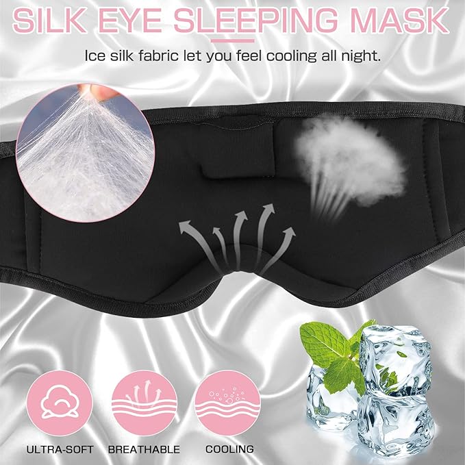 Sleep Mask with Bluetooth Headphones,LC-dolida Sleep Headphones Bluetooth Sleep Mask 3D Sleeping Headphones for Side Sleepers Best Gift and Travel Essential (Classical Pink)