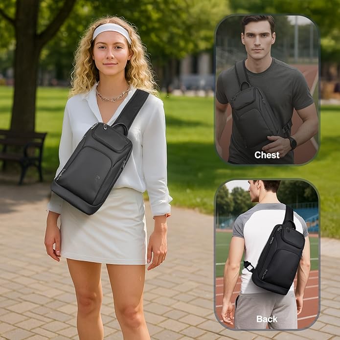 hk Sling Bag for Man, Waterproof Utility Crossbody Bag with Anti-theft Pocket for Men