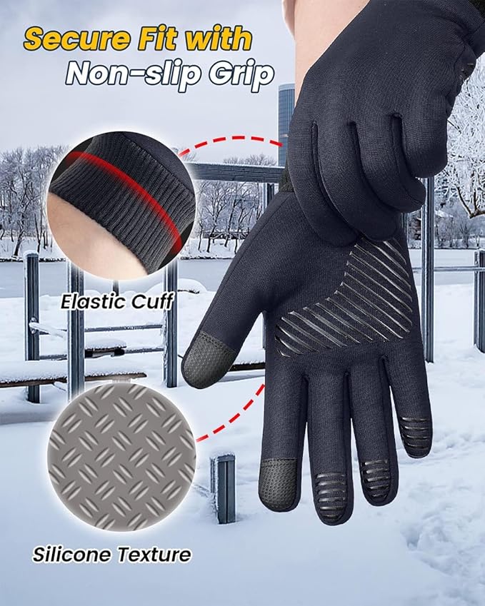 FEWTUR Winter Waterproof Gloves for Women and Men - Thermal Gloves with Touchscreen Fingers, Warm Gloves for Running, Bike and Hiking Cold Weather
