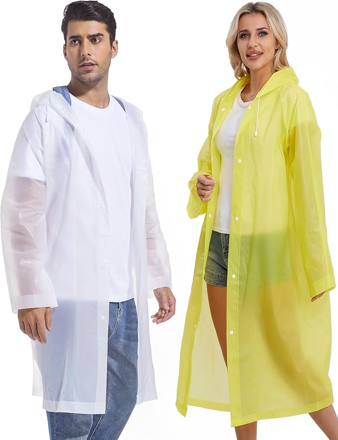 2PCS Rain Ponchos for Adults Reusable Rain Coats for Adults Rain Jackets Raincoats for Men Women