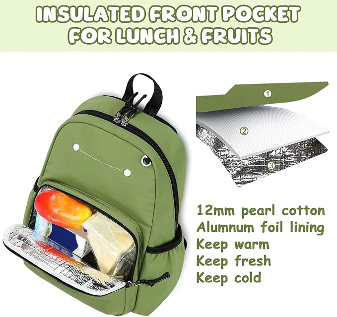 BTOOP Kids Backpack for Boys Girls 3-6, Preschool Kindergarten Backpack with Insulated Lunch Compartment & Chest Strap, Cute Lightweight School Travel Bag Fits A4 Folder
