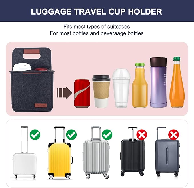 Foyego Portable Drink Holder - Foldable Travel Carrier with Reusable Insulated Coffee Cup, 2 Cup Holder, Free Your Hands