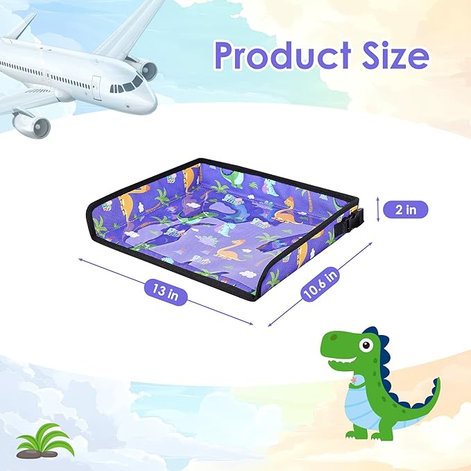 Kids Tray Table Cover, Airplane Tray Cover with Pockets, Airplane Travel Essentials for Kids, Portable Airplane Must Haves for Toddler on Plane or Train and Flying Supplies (Blue)