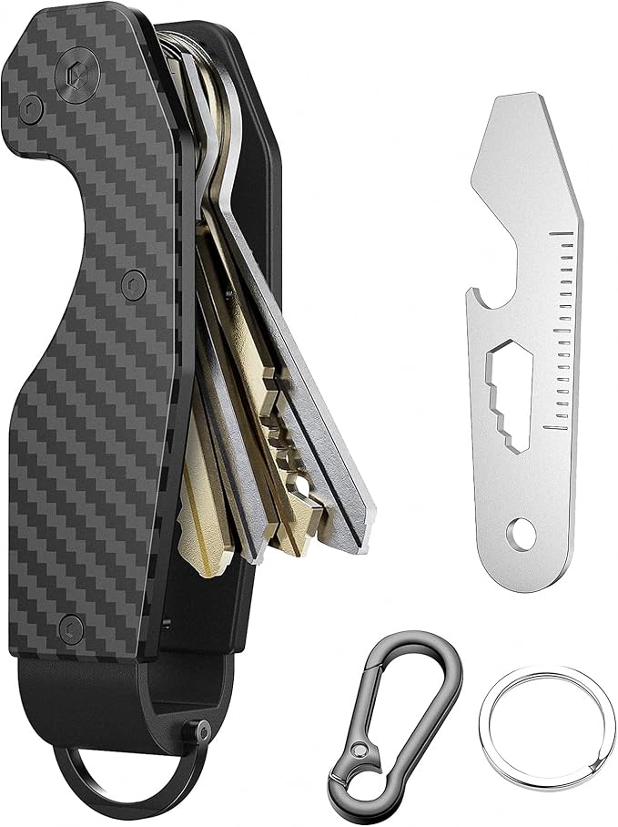 QEG Key Organizer,Keyholder Keychain, Compact Metal Key Case, Minimalist Key Fob,Keychain For Men,Holds 2-6keys