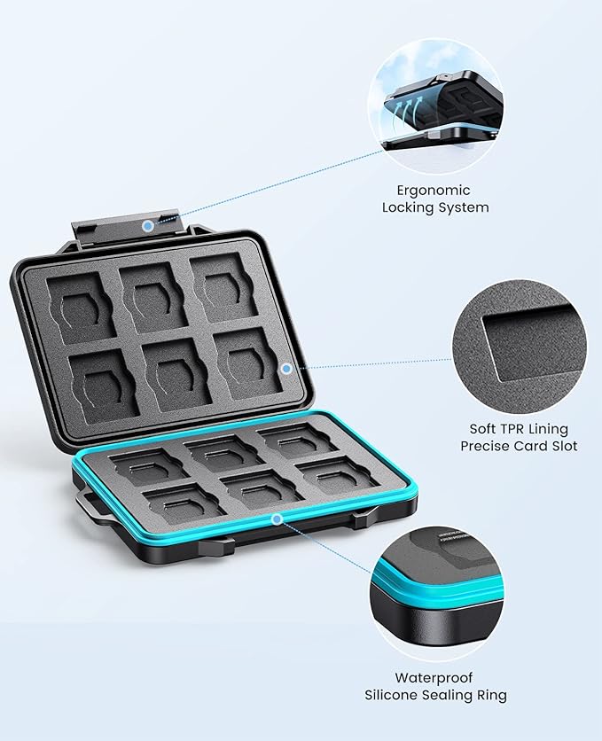 ORICO 24 Slots SD Card Case Holder Water Resistant & Anti-Shock Memory Card Case for SD/Micro SD SDXC SDHC TF Card Carrying Storage Organizer Protector Cover with Labels&Carabiner
