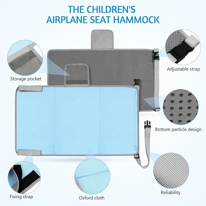 Cabilock Airplane Seat Extender and Portable Plane Soft Footrest for Flying Comfort Lightweight Gear 31X17 Inches