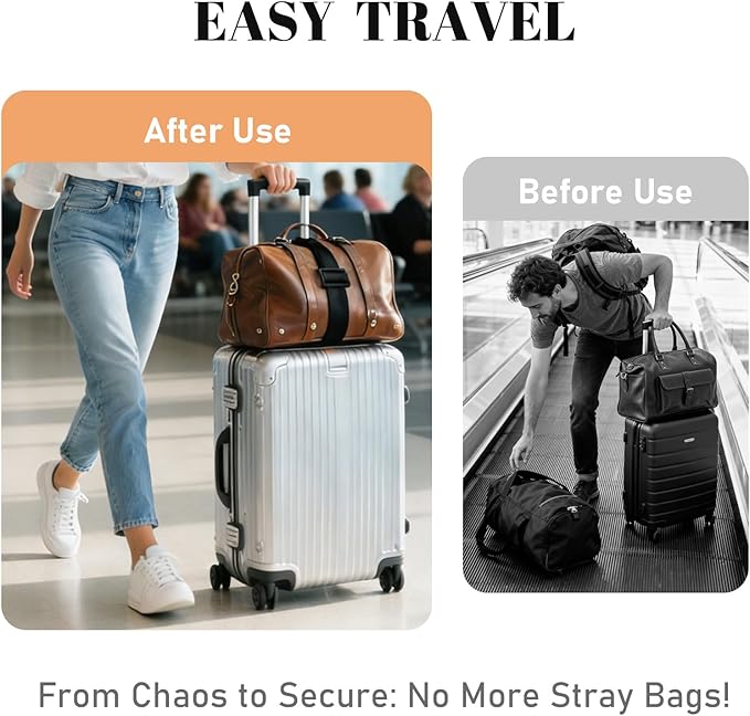 Multi Use Strong Adjustable Luggage Connector Straps for Suitcases,2 Pack Flexible Luggage Accessories Elastic Fastening Bag Strap (Black-3pcs)