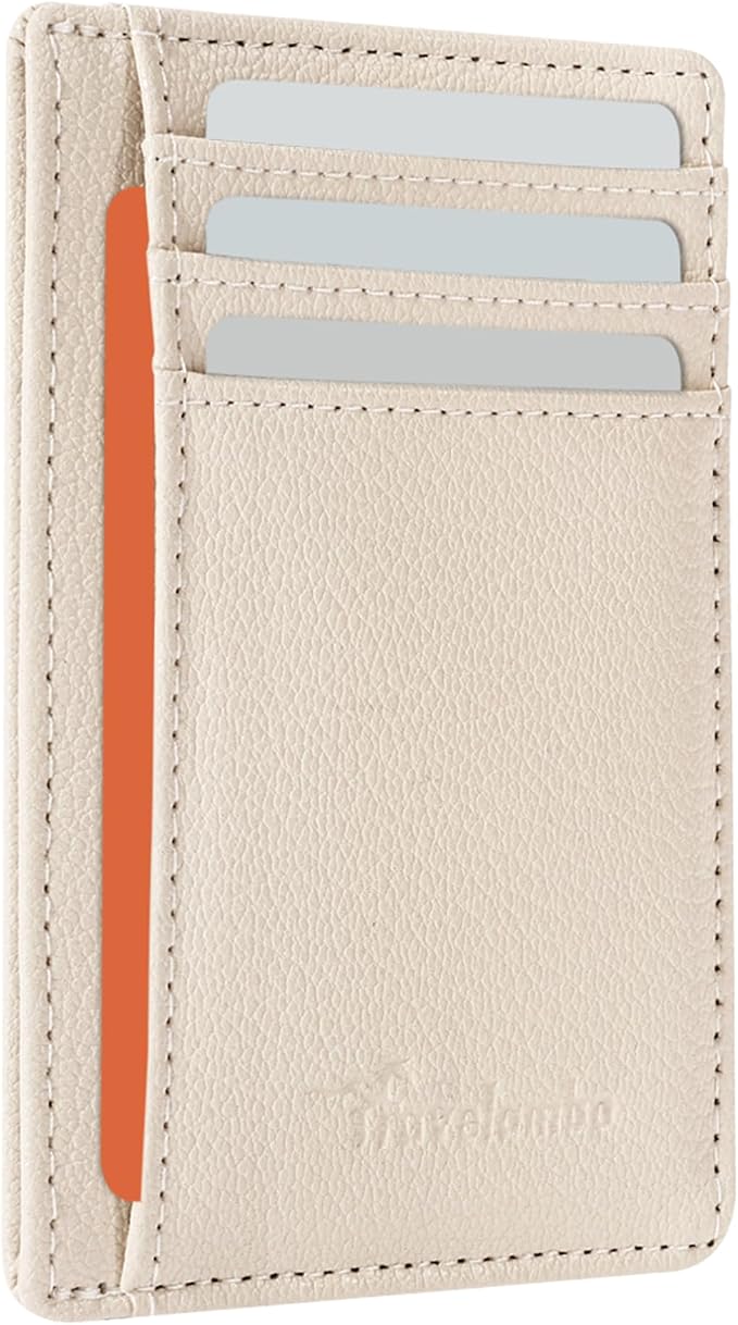 Travelambo Front Pocket Minimalist Leather Slim Wallet RFID Blocking Medium Size