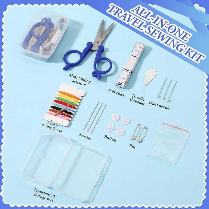 Knitgrip 15 Boxes Mini Sewing Kit Travel Small Emergency Sewing Kit Quick Fix Pre Threaded Needle Basic Portable Repair Tool for Beginner Traveler Home Hotel