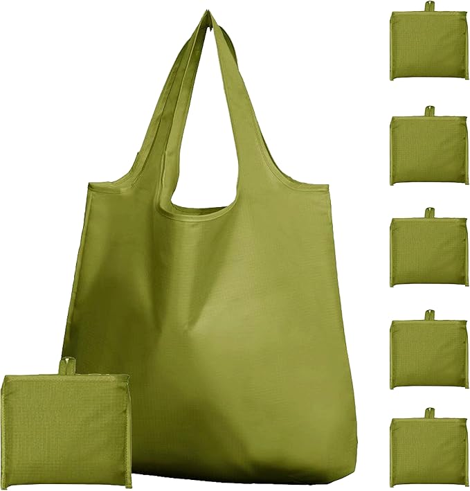 Foldable Reusable Grocery Bags – Heavy Duty 6 Pack with Handles | XL Tote for Women & Men, Market, Travel, Storage