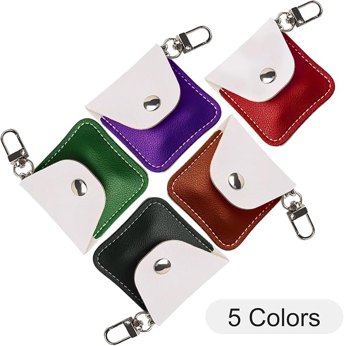 Leather Ring Holder Keychain for Gym, Portable Jewelry Travel Ring Keeper Case for Wedding ring and Necklaces