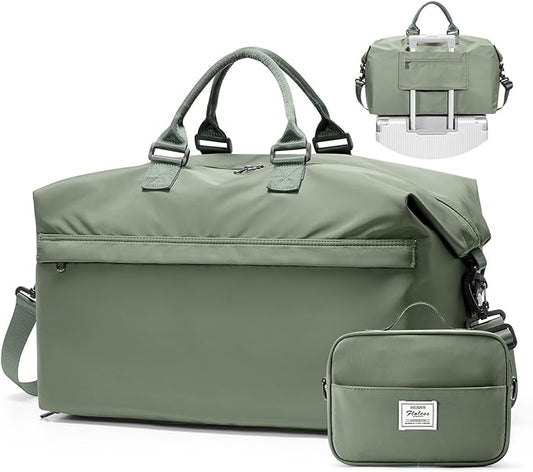 Travel Duffel Bag,Carry-On Overnight Weekender Bags for Women,Personal Item Travel Bag with Shoes Compartment,Sports Gym Bag