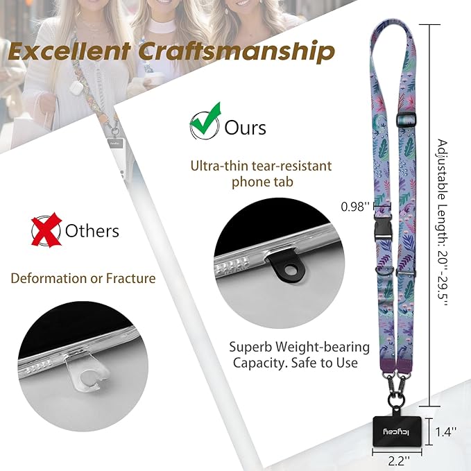 Icycay Phone Lanyard Crossbody, Axolotls Cell Phone Strap for Around The Neck Adjustable, Anti Theft Cute Lanyard for ID Holder Keys Accessories Travel Essential
