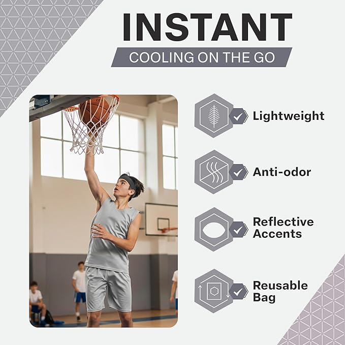 COLD FACTOR Cooling Headband for Women and Men – UPF 50+ Advanced Evaporative Comfort, Instant Cooling Sweatband for Outdoor Sports, Fitness, Yoga, Hiking, Running, and Workout
