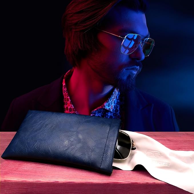 Soft Sunglasses case | Large Glasses Case Holder - Eyeglass Pouch Squeeze Top | Glasses pouch Lightweight Extra Layers