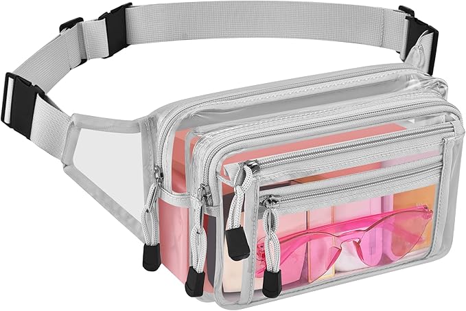 Clear Bag Stadium Approved Clear Fanny Pack for Women for Work,Multi-purpose Waist Bag for Travel & Sporting Event