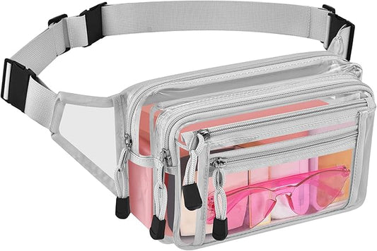 Clear Bag Stadium Approved Clear Fanny Pack for Women for Work,Multi-purpose Waist Bag for Travel & Sporting Event